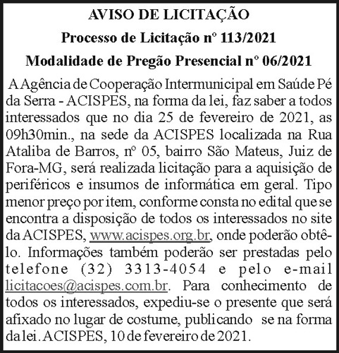 Aviso de Licitação N113 4 1 ACISPES 113