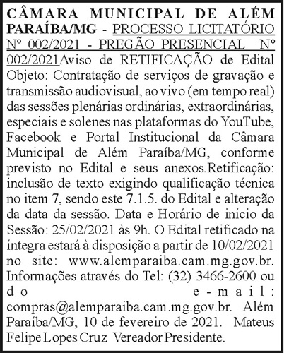 Câmara Municipal de Além Paraíba 02 4 1 ALEM PARAIBA 002