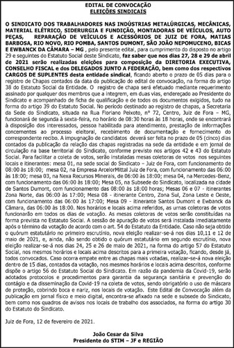 Edital de Convocação - Eleições Sindicais 4 1 AMANDA