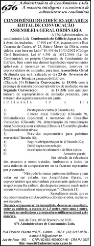 Condomínio do Edifício Aquarius - Edital de Convocação 4 1 AQUARIUS
