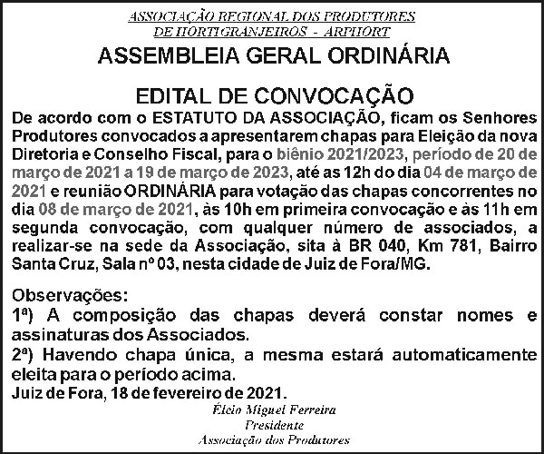 Assembleia Geral Ordinária - ARPHORT 4 1 ARPHORT