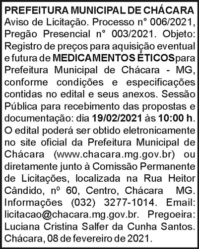 Prefeitura Municipal de Chácara 4 1 CHACARA 006