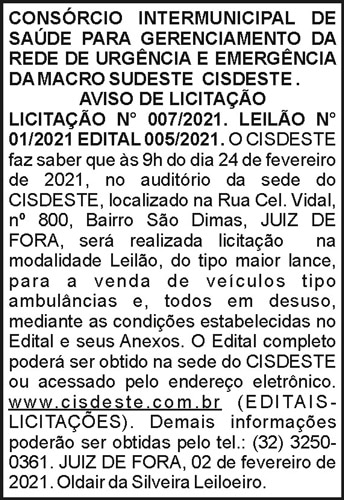 Aviso de Licitação - CISDESTE 4 1 CIDESTE