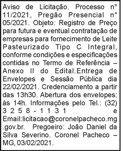 Aviso de Licitação 4 1 CORONEL