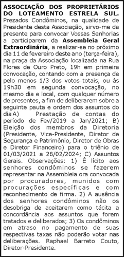 Associação dos Proprietários do Loteamento Estrela Sul 4 1 GABRIEL