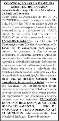 Convocação para Assembleia Geral Extraordinária 4 1 PARK 13 03
