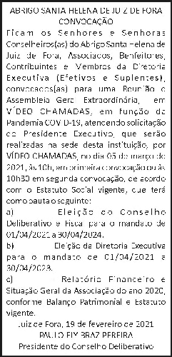 Abrigo Santa Helena de Juiz de Fora - Convocação 4 1 SANTA HELENA