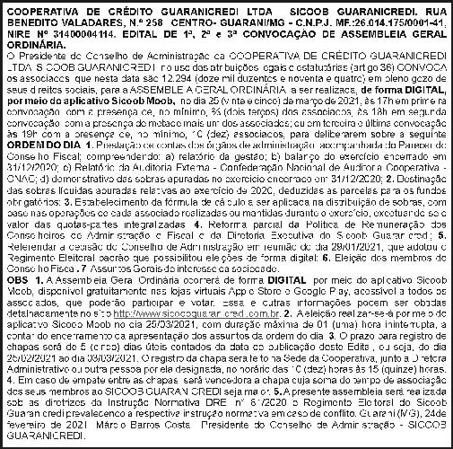 SICOOB - Convocação de Assembleia Geral Ordinária 4 1 SICOOB 1