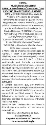 Errata - Município de Tabuleiro 4 1 TABULEIRO 14 02