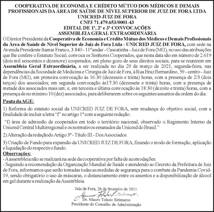Unicred Juiz de Fora - Assembleia Geral 4 1 UNICRED 2.