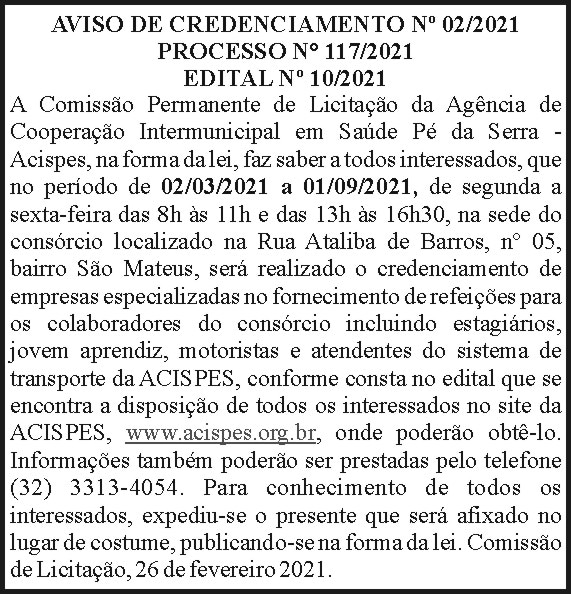 Acispes - Aviso de Credenciamento N02-2021 4 1 ACISPES 117.