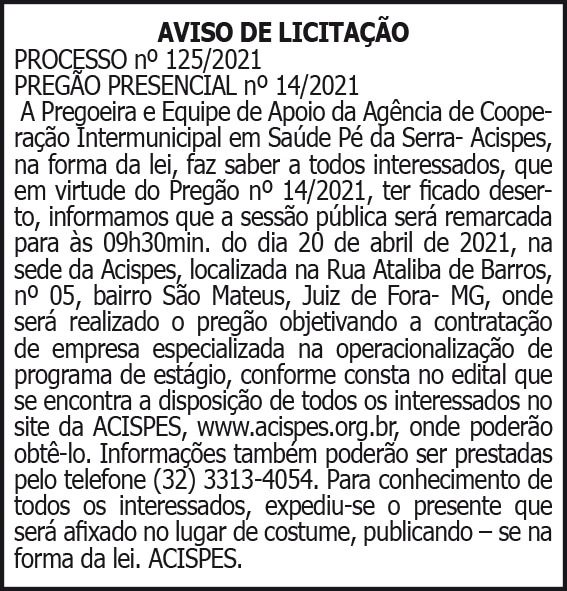 Acispes - Licitação Processo Nº125/2021 4 1 ACISPES 125
