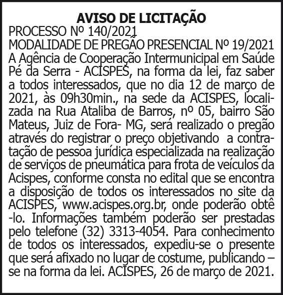Acispes - Licitação Processo Nº140/2021 4 1 ACISPES 140