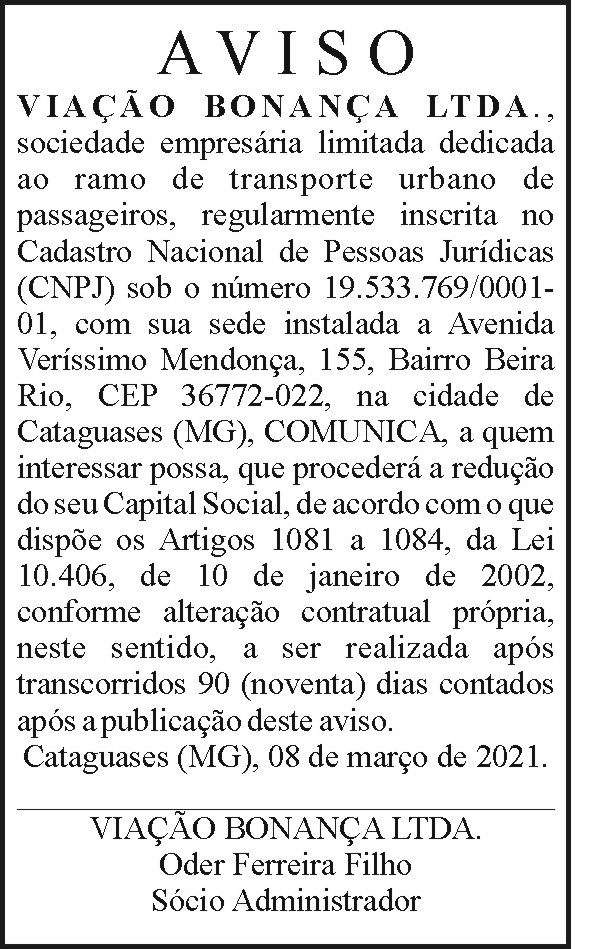 Aviso Viação Bonança 4 1 BONANCA.