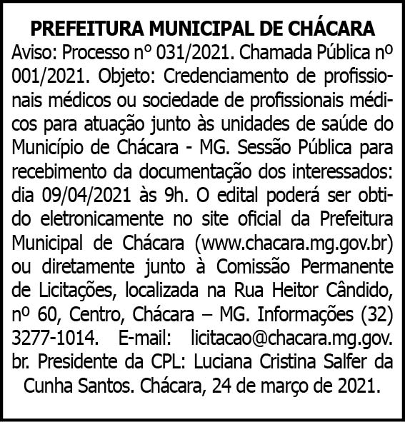 Prefeitura Municipal de Chácara - Processo Nº031/2021 4 1 CHACARA 031.docx 1x5 1