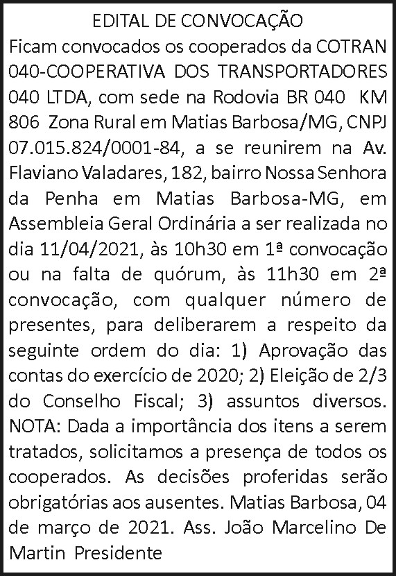 Cotran - Edital de Convocação 4 1 COTRAN.