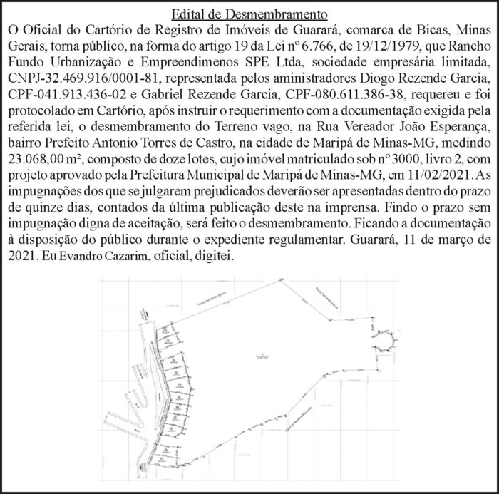 Edital de Desmembramento 4 1 GUARARA.