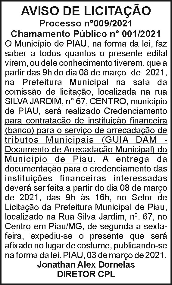 Município de Piau - Chamamento Público 4 1 PIAU 009.