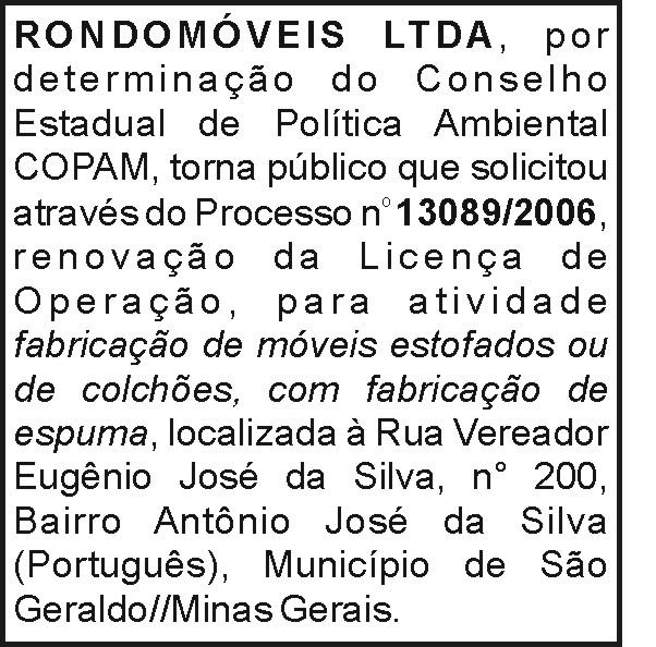 Rondomóveis Ltda - Renovação da Licença de Operação 4 1 RONDO. 1