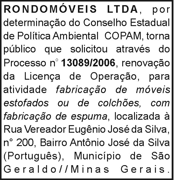 Rondomóveis LTDA - Renovação da Licença de Operação 4 1 RONDO.
