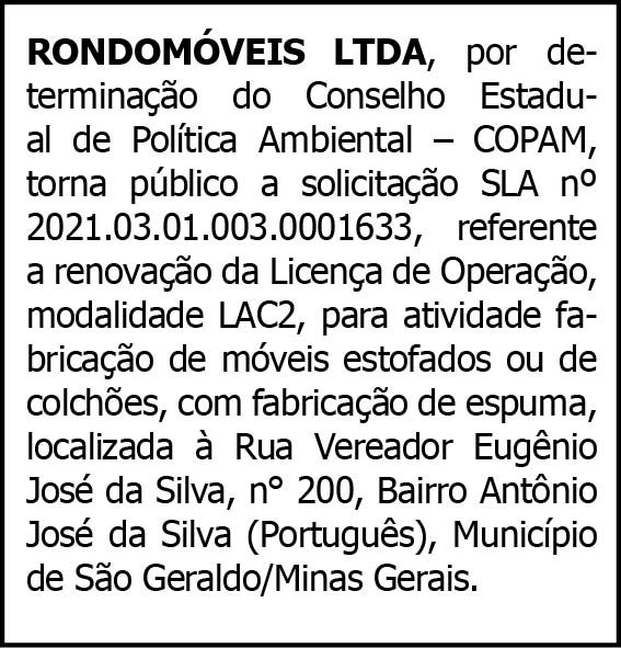 Rondomóveis - Renovação da Licença de Operação 4 1 RONDOMOVEIS
