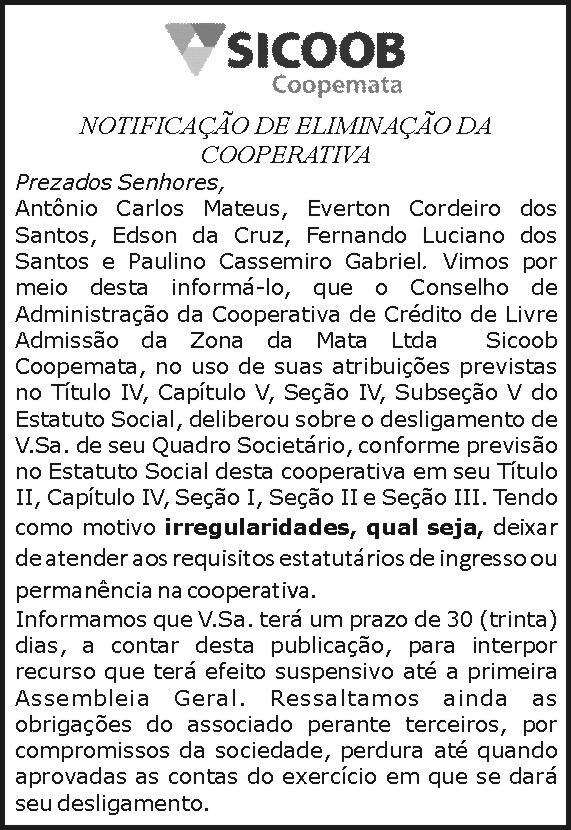 SICOOB - Notificação de Eliminação da Cooperativa 4 1 SICOOB.
