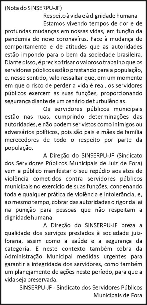 Nota do SINCERPU-JF 4 1 SINSERPU. 1