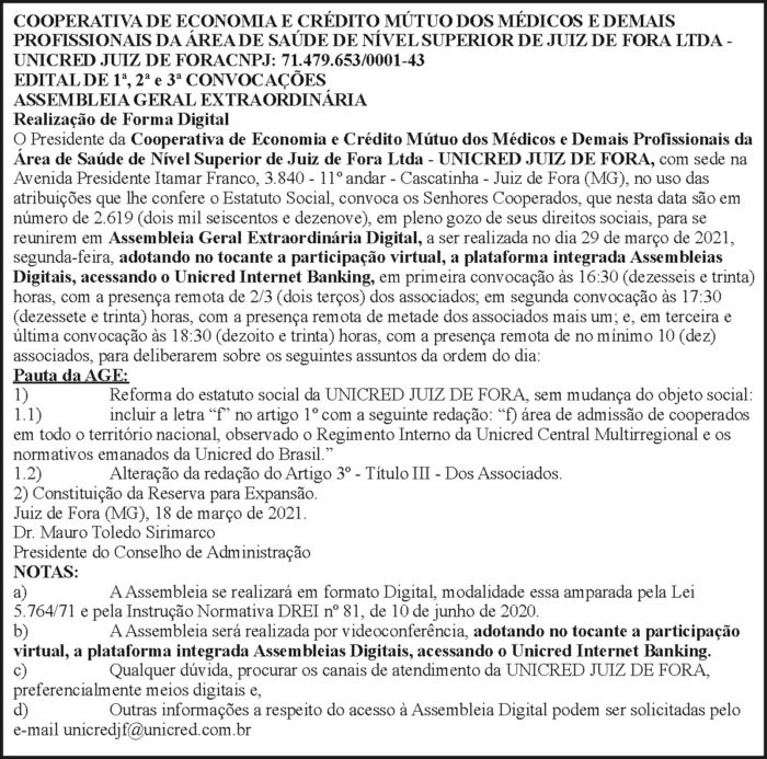 Unicred - Assembleia Geral Extraordinária 4 1 UNICRED 02.