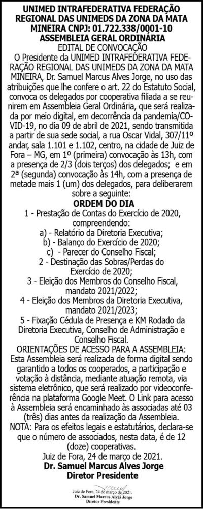 Unimed Intrafederativa - Convocação Assembleia Geral 4 1 UNIMED1X12.doc 1X12
