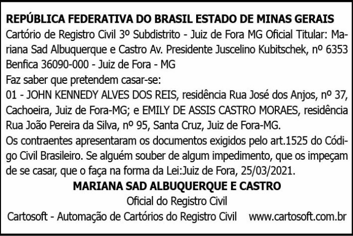 Cartório de Registro Civil 4 AVISO 01 JOHN