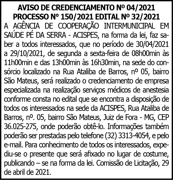 Acispes - Aviso de Credenciamento N04-2021 4 1 ACISPES 04