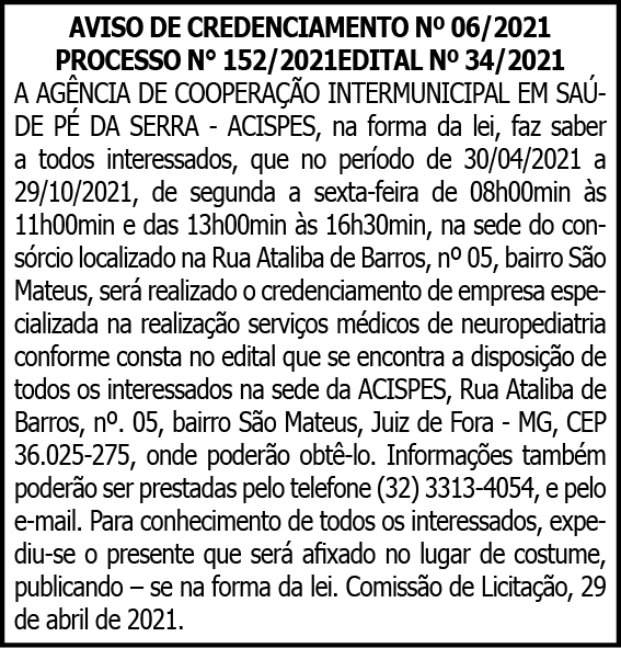 Acispes Aviso de Credenciamento N 06-2021 4 1 ACISPES 06