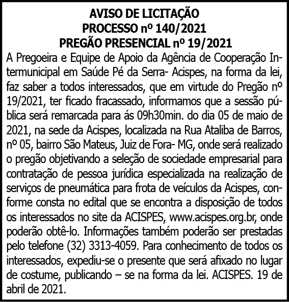 Acispes - Aviso de Licitação N140-2021 4 1 ACISPES 140