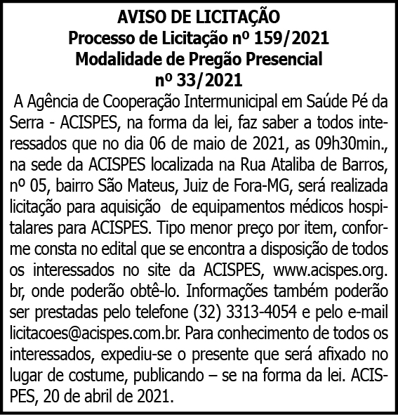 Acispes - Aviso de Licitação 4 1 ACISPES 159
