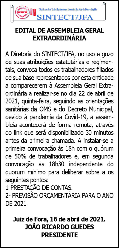 Sintec-JFA Assembleia Geral Extraordinária 4 1 CORREIO