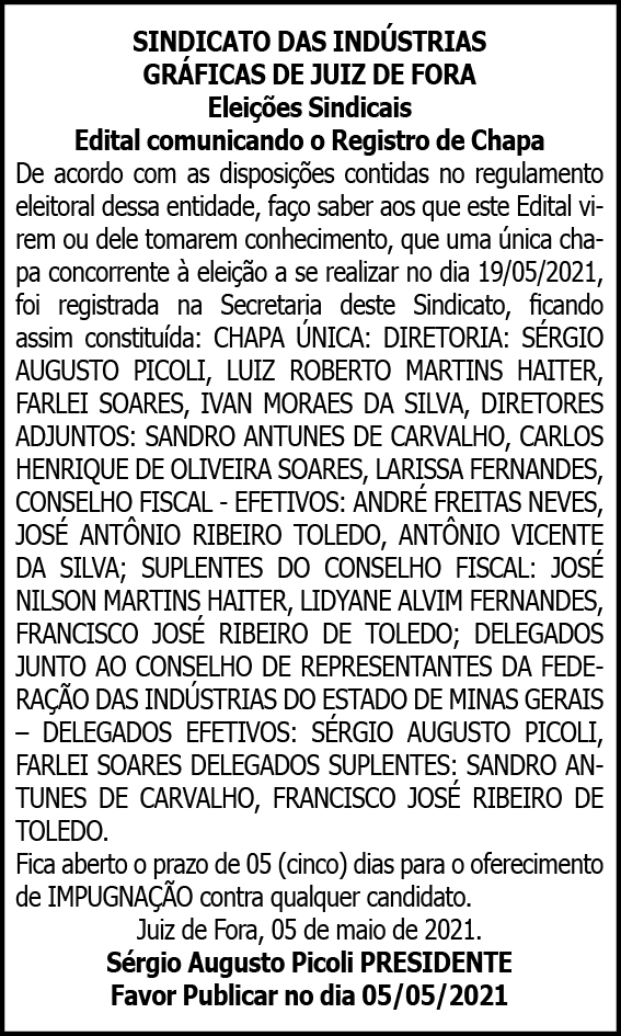 Sindicado das Industrias Gráficas de Juiz de Fora 4 1 GRAFICA