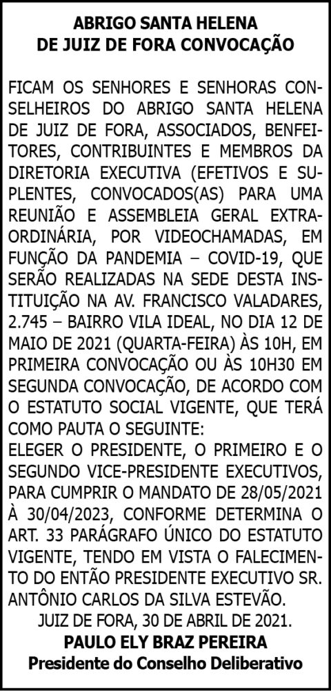 Abrigo Santa Helena Convocação 4 1 SANTA HELENA