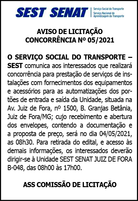 Sest - Aviso de Licitação 4 1 SEST