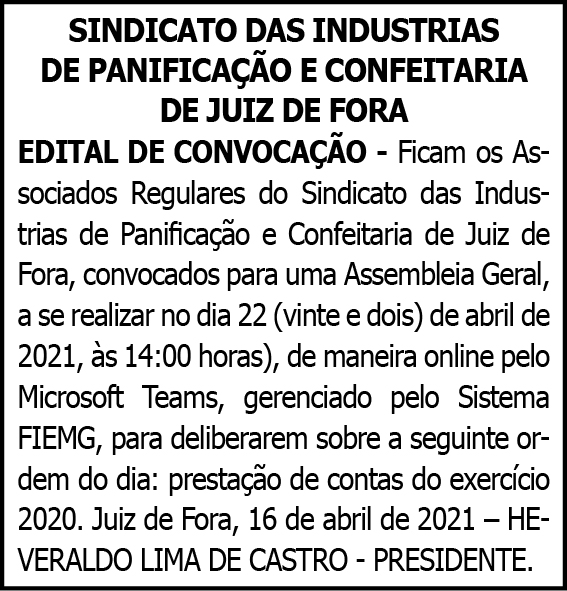 Sindipan - Edital de Convocação 4 1 SINDIPAN