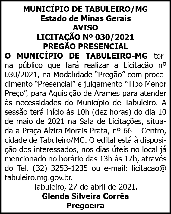 Município de Tabuleiro - MG 4 1 TABULEIRO 030