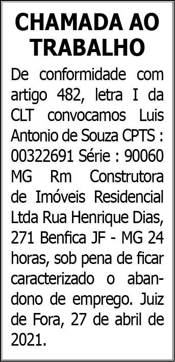 Chamada ao Trabalho 4 C0M LUIS