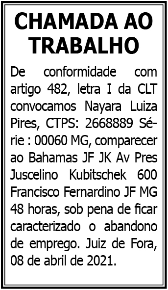 Chamada ao Trabalho 4 COM NAYARA