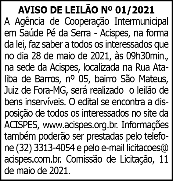 Acispes - Aviso de Leilão 4 1 ACISPES 01