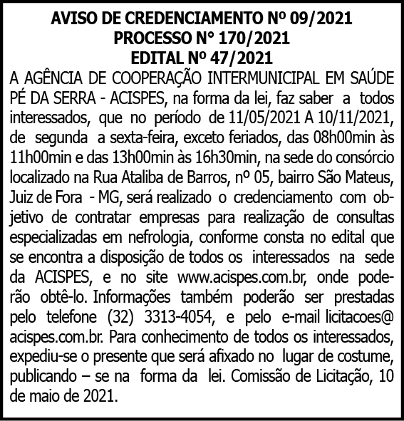 Acispes - Credenciamento Nº 09/2021 4 1 ACISPES 09 1