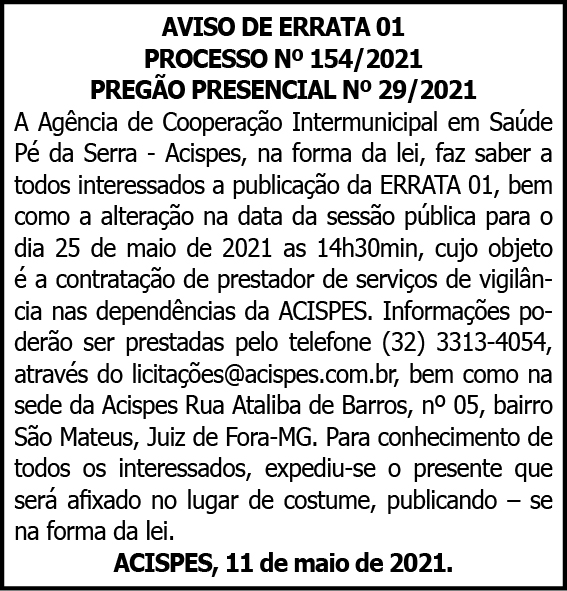Acispes - Aviso de Errata 4 1 ACISPES 154