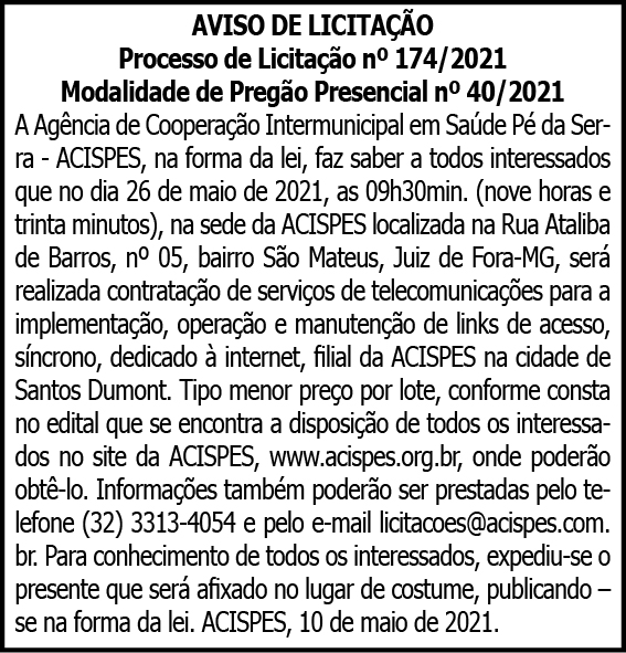Acispes - Licitação Nº 174/2021 4 1 ACISPES 174