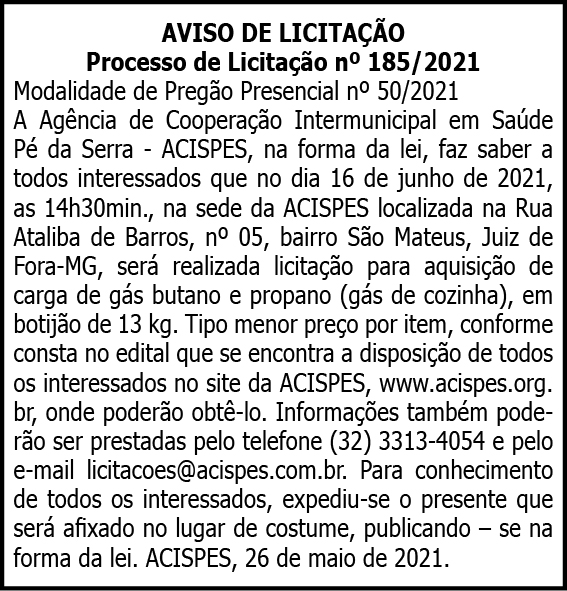 Acispes - Licitação Nº185/2021 4 1 ACISPES 185