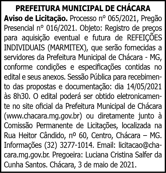 Prefeitura Municipal de Chácara 4 1 CHACARA 065