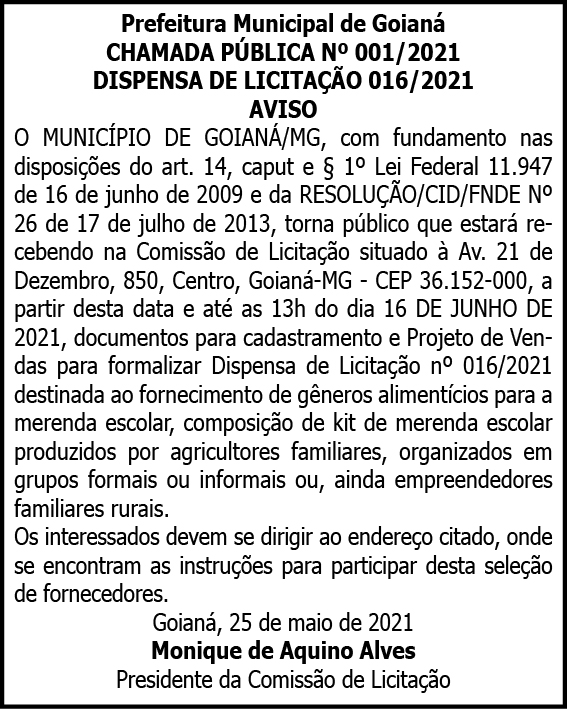 Municipal de Goianá - Chamada Pública 4 1 GOIANA 016