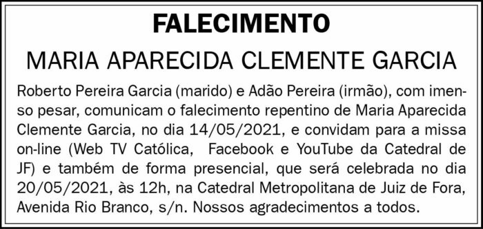 Nota de Falecimento Maria Aparecida 4 1 MARIA